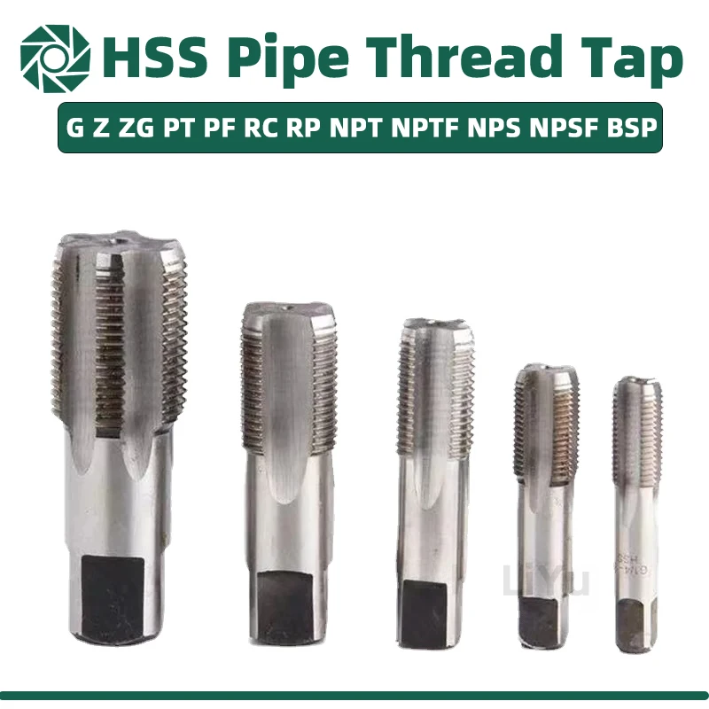 HSS Pipe Tap 1/16 1/8 1/4 3/8 1/2 3/4 1.1/4 1.1/2 1 pollice 2 pollici vite metrica Tap filettatura strumenti G ZG Z RP RC NPT PT BSP NPSF NPTF