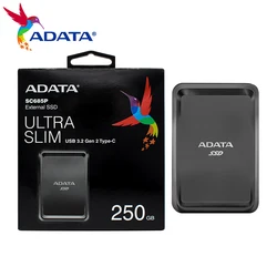 ADATA 외장형 솔리드 스테이트 디스크 읽기 속도, 데스크탑용 하드 드라이브, 고속 USB 3.2 Gen 2, SC685P SSD, 250GB, 530MB/s