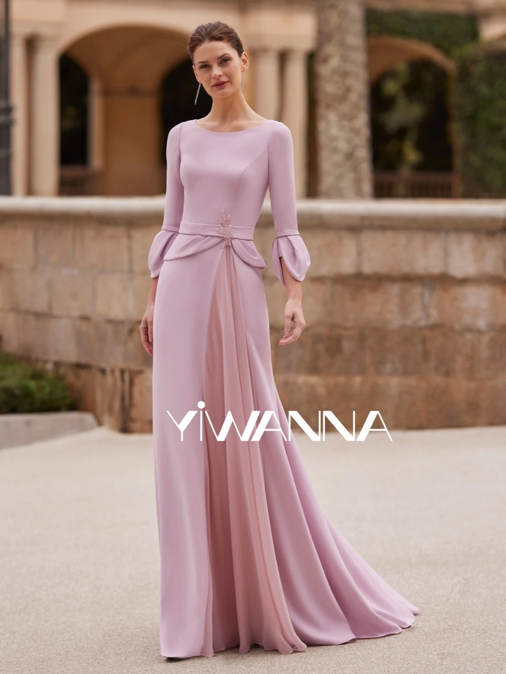 Modest O-neck Long Sleeve Mother Of The Bride Dress For Wedding Simple Appliques Prom Dress 2024 Elegant Long Evening Gown