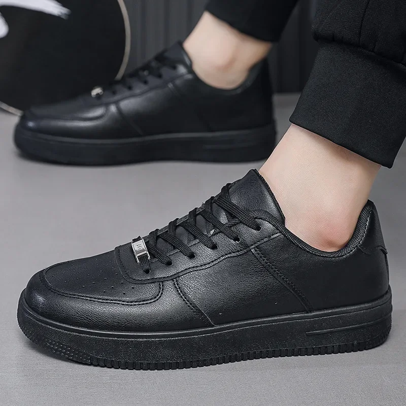 Brand Leather Men's Sneakers White Platform Men's Sports Shoes Breathable Casual Shoes Lace-up Men Board Shoes кроссовки мужские