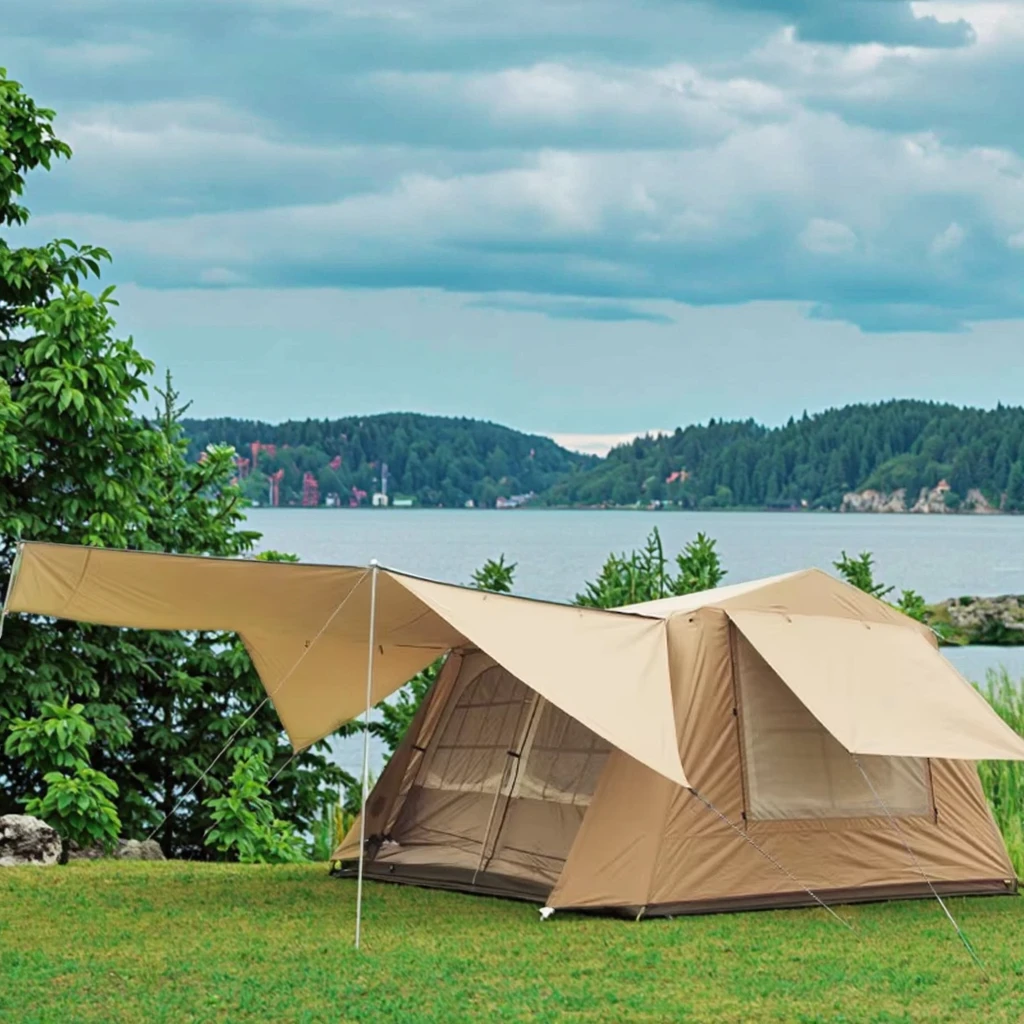 8-12 Person Extra Large Portable Tent, Tarp And 2 Bedrooms, Waterproof Windproof Tent With Carry Bag For Outdoor Picnic