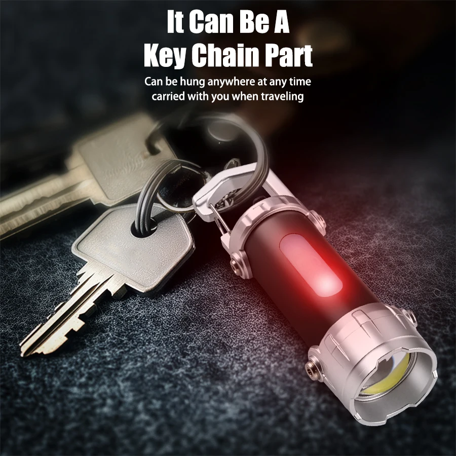 Picture 6: New COB Keychain Work Light Rechargeable LED Flashlight Portable Hiking Light with Hook Waterproof Keyring Camping Pocket Lamp