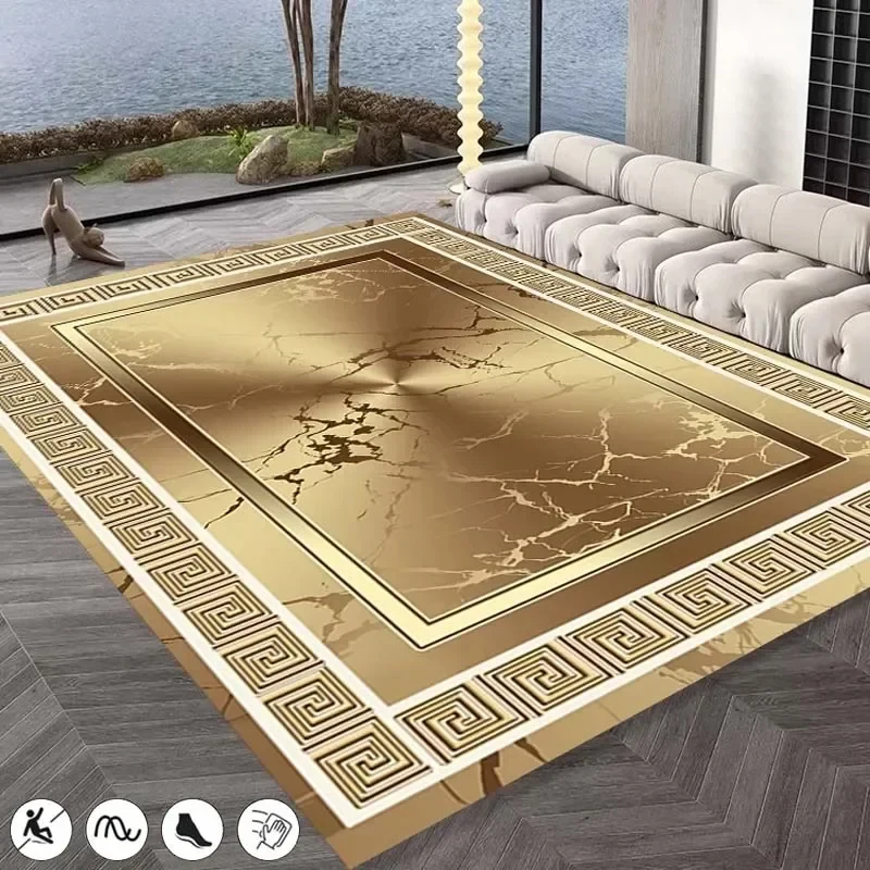 

Nordic Luxury Carpet Gold Flannel Large Living Room Rugs Sofa Coffee Table Area Mats Washable Bedroom Decor Anti Slip Floor Rug