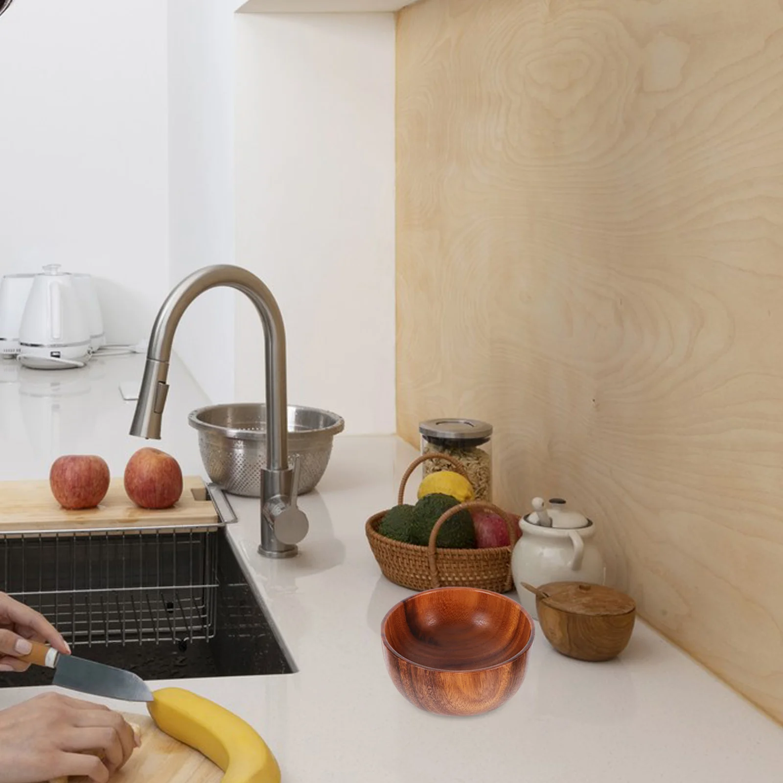 

1pc 16X7Cm Wooden Fruit Natural Solid Wood Salad For Kitchen Home Handmade Food Grade Serving Wooden Salad Bowl Kitchen Bowl