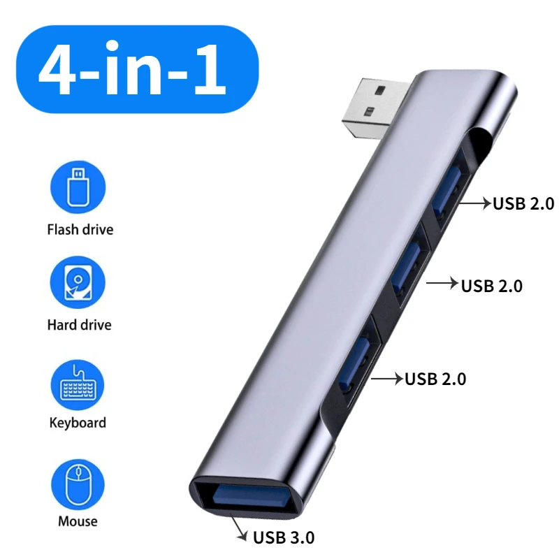 4-in-1 USB-C HUB Universal Compact Mini USB2.0/USB3.0 Docking Station PD High Speed USB Hub for Computer Accessories