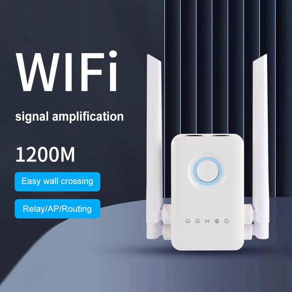 1200Mbps Wireless WiFi Repeater Wifi Signal Booster with RJ45 Ethernet 2.4G 5G Network Amplifier Long Range Signal WiFi Router