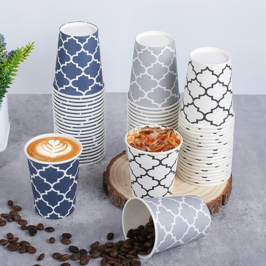 300 Pack Paper Cups 8 oz Disposable Coffee Cups 8 OZ Colourful Hot Cold Beverage Drinking Cups for Office Party Home Picnic Eve
