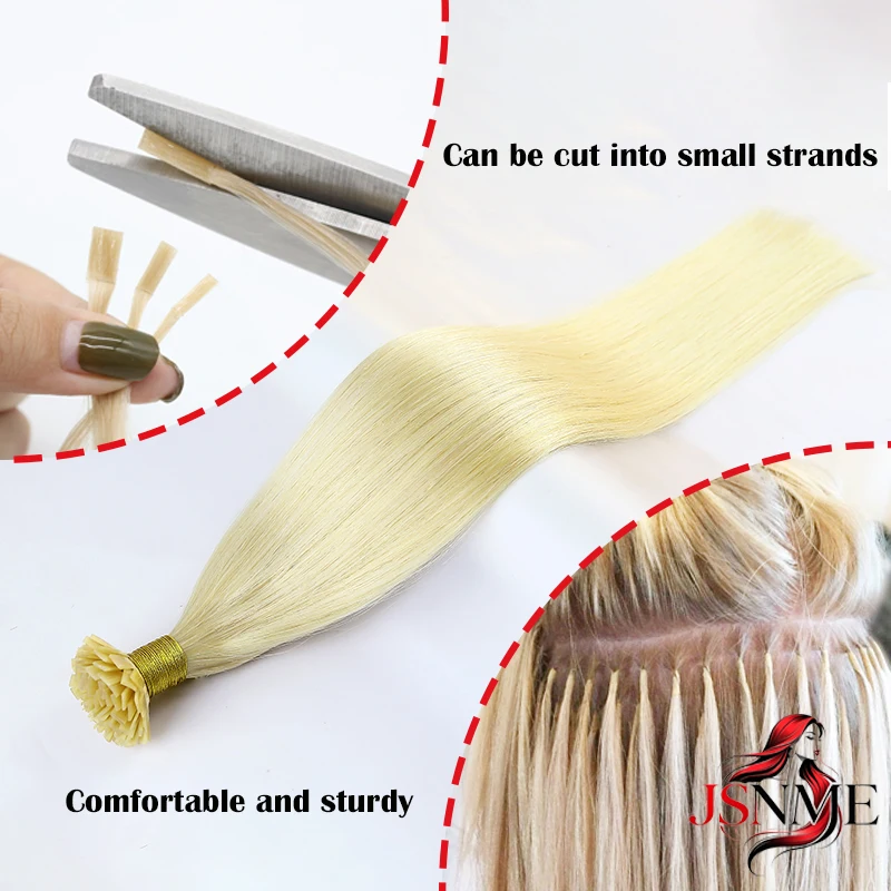 JSNME Flat Tip Hair Extensions 100% Human Hair Hot Fusion Bonded Keratin Hair Extensions Natural Really Hair 1g/Strand For Salon