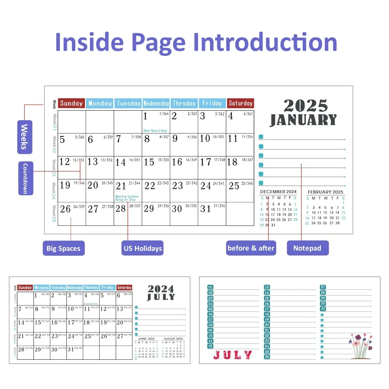 2024 2025 Calendar Office Desk Calendar Standing Flip Perpetual Calendar Planning Daily Monthly Schedule Agenda Advent Calendar