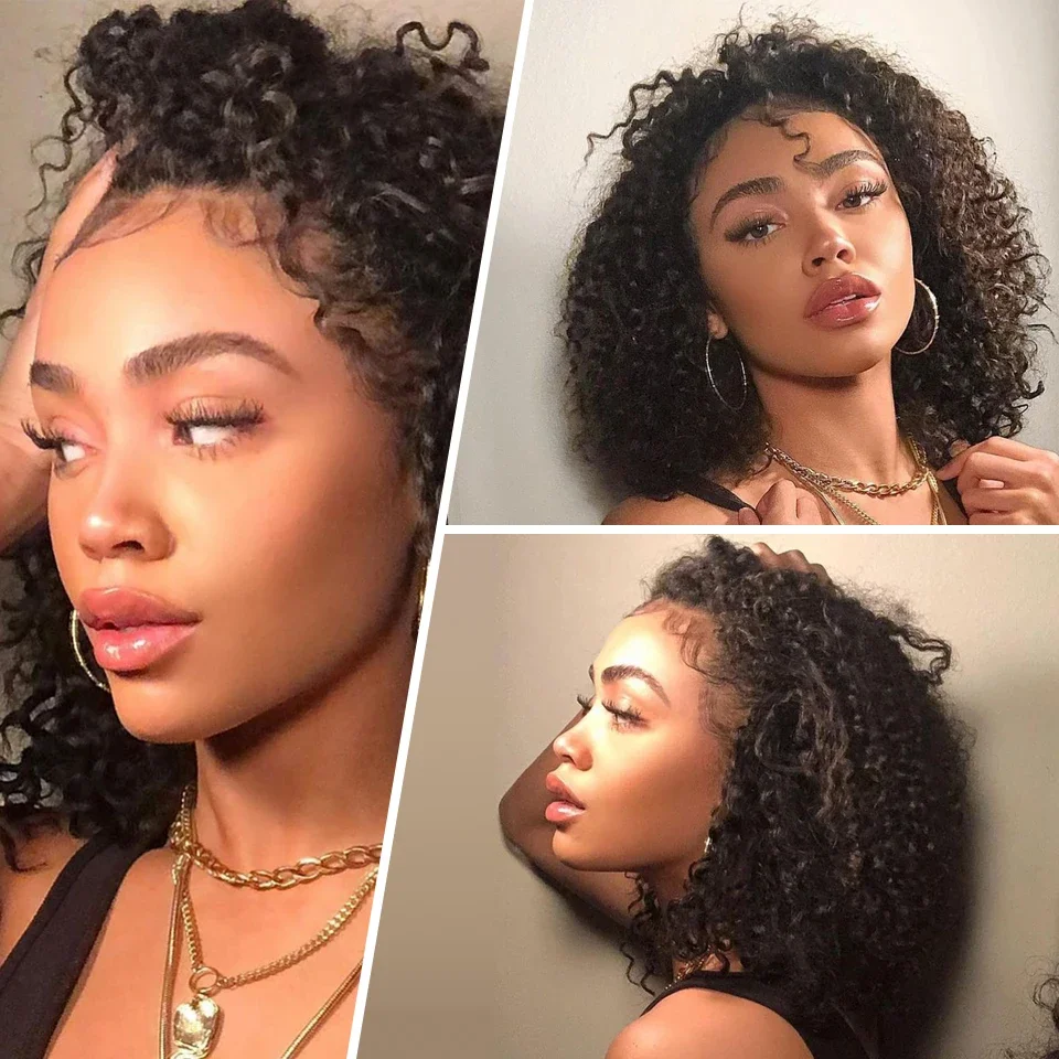 

Short Wigs Human Hair Curly Human Hair Wigs Pixie Cut Wig 13X4 Transparent Lace Wig Preplucked Hairline Wigs For Women