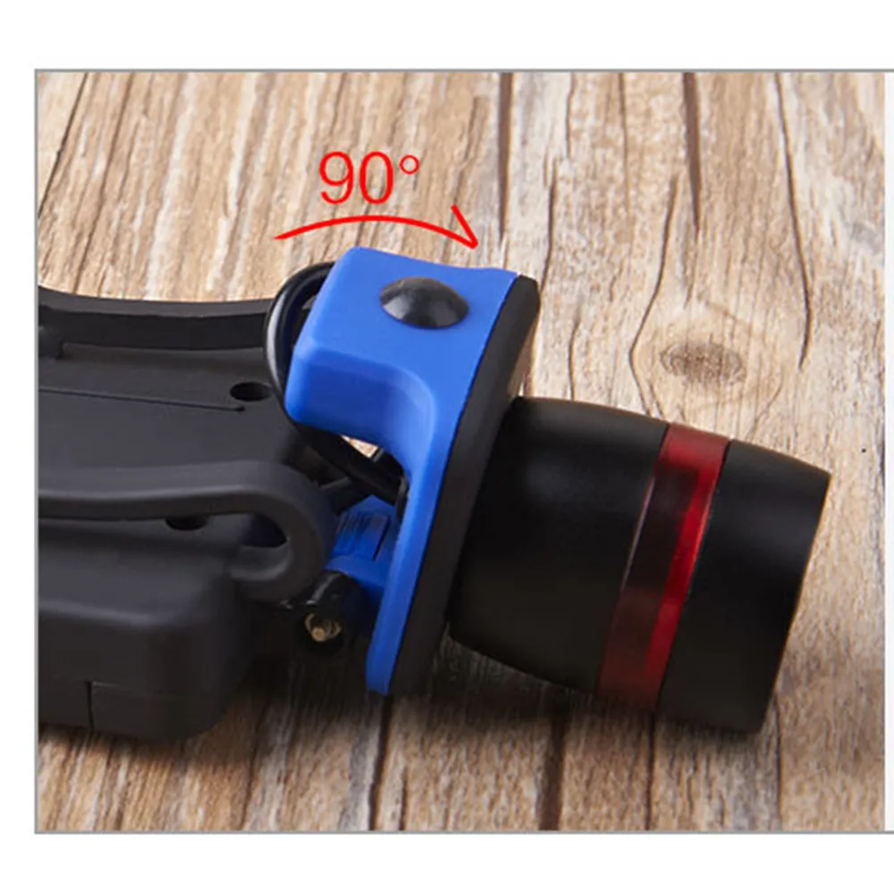 

Headlamp Black Adjustable Beam Focus 3 Modes Strobe Clip on Hat Outdoor Sports Fishing LED Torch Light 90 Degree