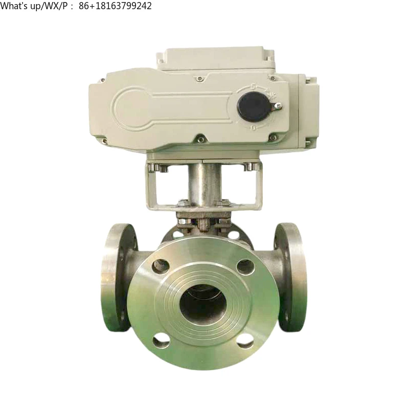 DN65 Electric 3-way Flange Ball Valve Cast Steel T/L-type Reversing Cut-off Diversion Regulating Flow Electric Ball Valve