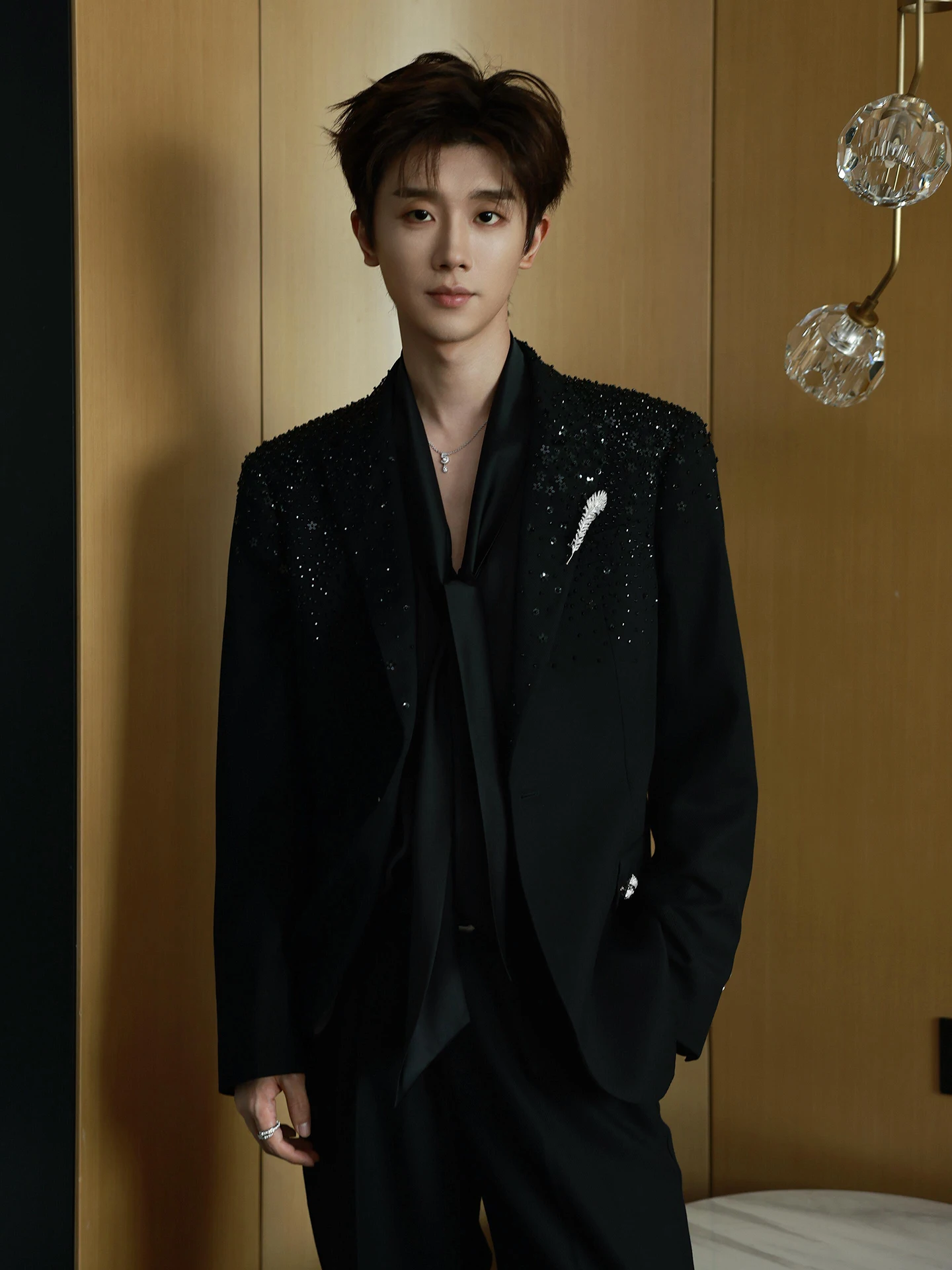 موضة السماء المرصعة بالنجوم لامعة الماس البدلة جاكيتات الرجال 2025 الخريف جديد الراقية العصرية مصممة معاطف شهم وسيم شيك الحلل #4