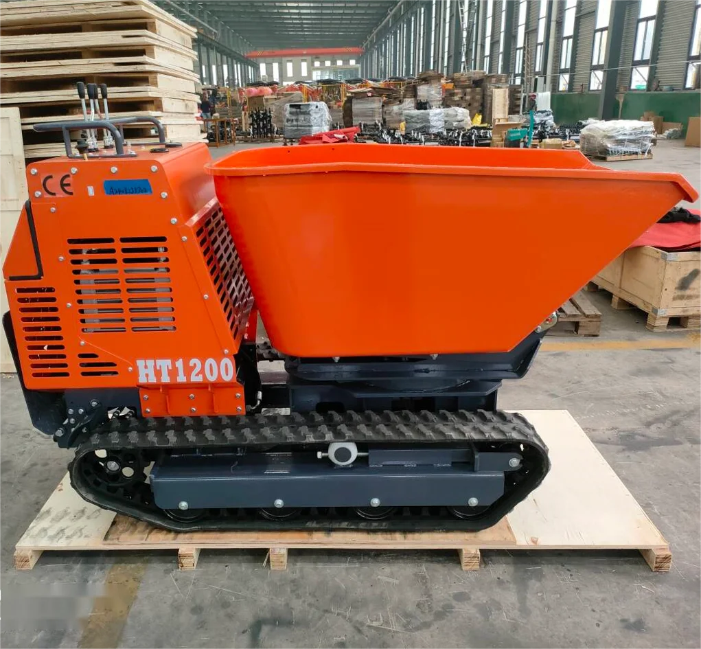 13.5HP/3600rpm Diesel Engine HTD1200 Rotation Mini Dumper Hydraulic Mud Buggy Dumper Rubber Tracked Concrete Dump Track