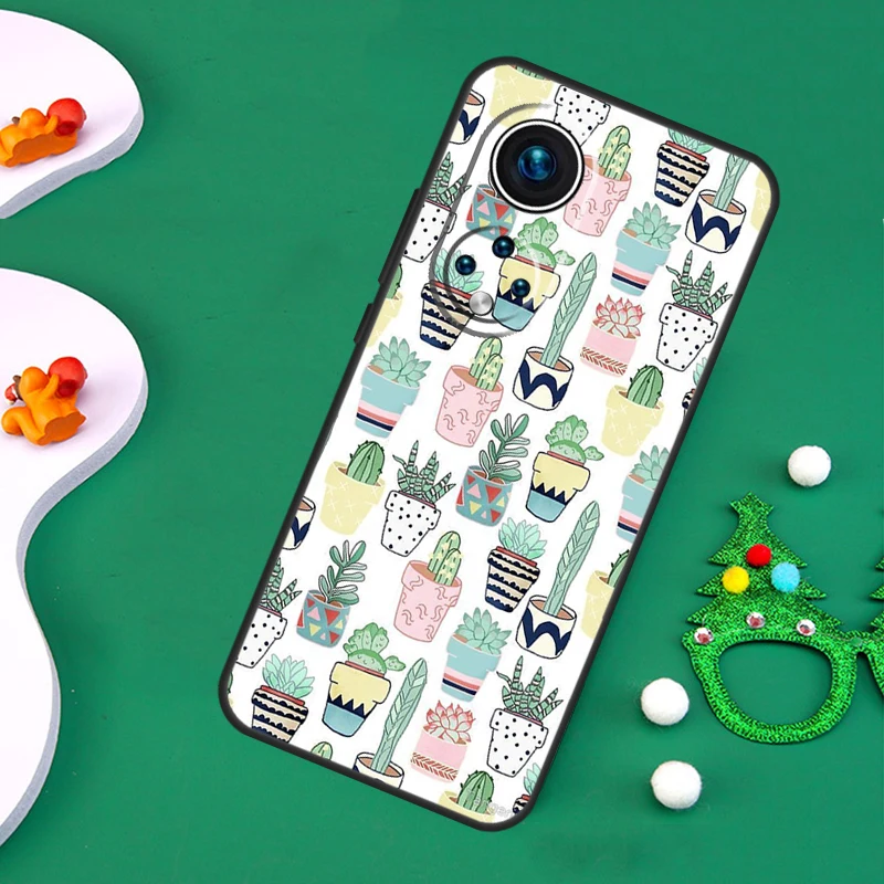 Cute Cactus Potted Plant Case For Huawei Honor Magic 5 Lite X7 X8 X9a 50 70 P20 P40 P30 Pro P Smart Nova 9 5T Cover