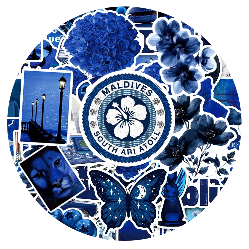 

10/30/50pcs INS Style Deep Blue Art Stickers Aesthetic Graffiti Decals DIY Suitcase Scrapbook Phone Sticker Decoration Supplies
