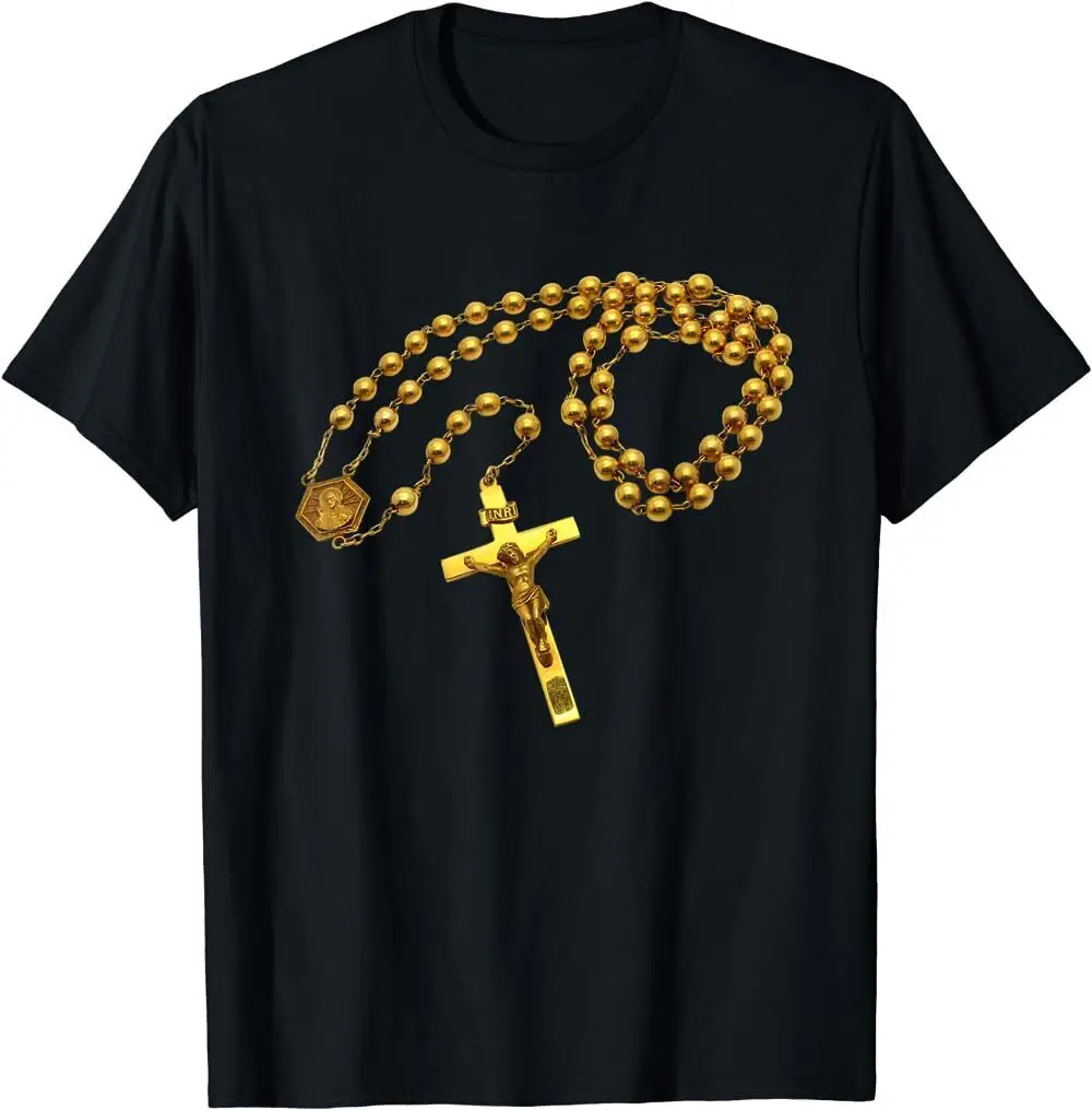 NWT Holy Rosary Beads Catholic Religion Faith Mama Mary Devotion T-Shirt