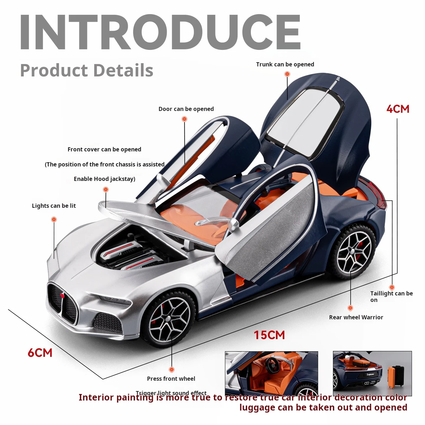 1:32 Scale Simulation Bugatti Atlantic Alloy Diecast Classic Car Model Sound Light Pull Back boys toy Kid Gift
