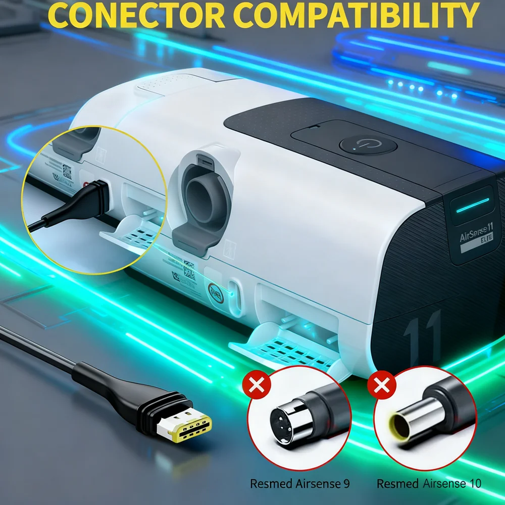 محول تيار متردد 65 وات 24 فولت لـ ResMed AirSense 11 - بديل PSU E1399 39205 38828، متوافق مع AirMini AutoSet Elite، CPAP Power