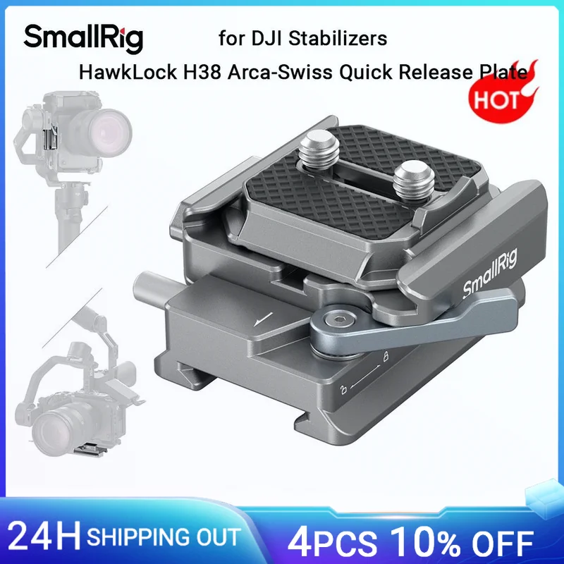 

SmallRig HawkLock H38 Arca-Swiss Quick Release Plate for DJI RS 4/RS 4 Pro/RS3/RS 3 Pro/RS 3 Mini/RS 2/RSC 2 Stabilizers -4639