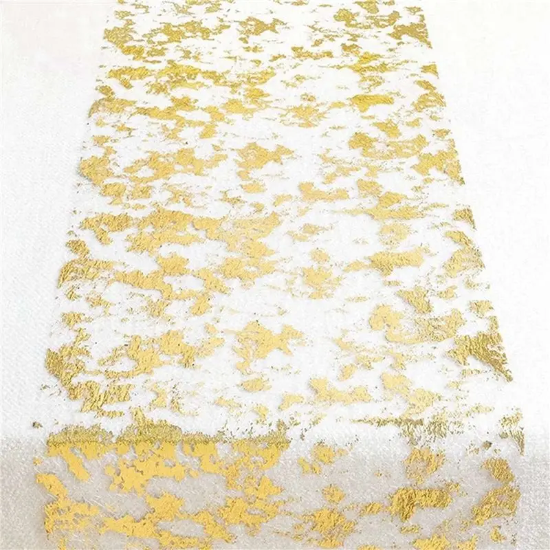 WORTHOWN-12Pcs Table Runner, Sparkling Polyester Tulle Ribbon Roll With Gold Foil,Birthday Party Wedding Christmas Decor