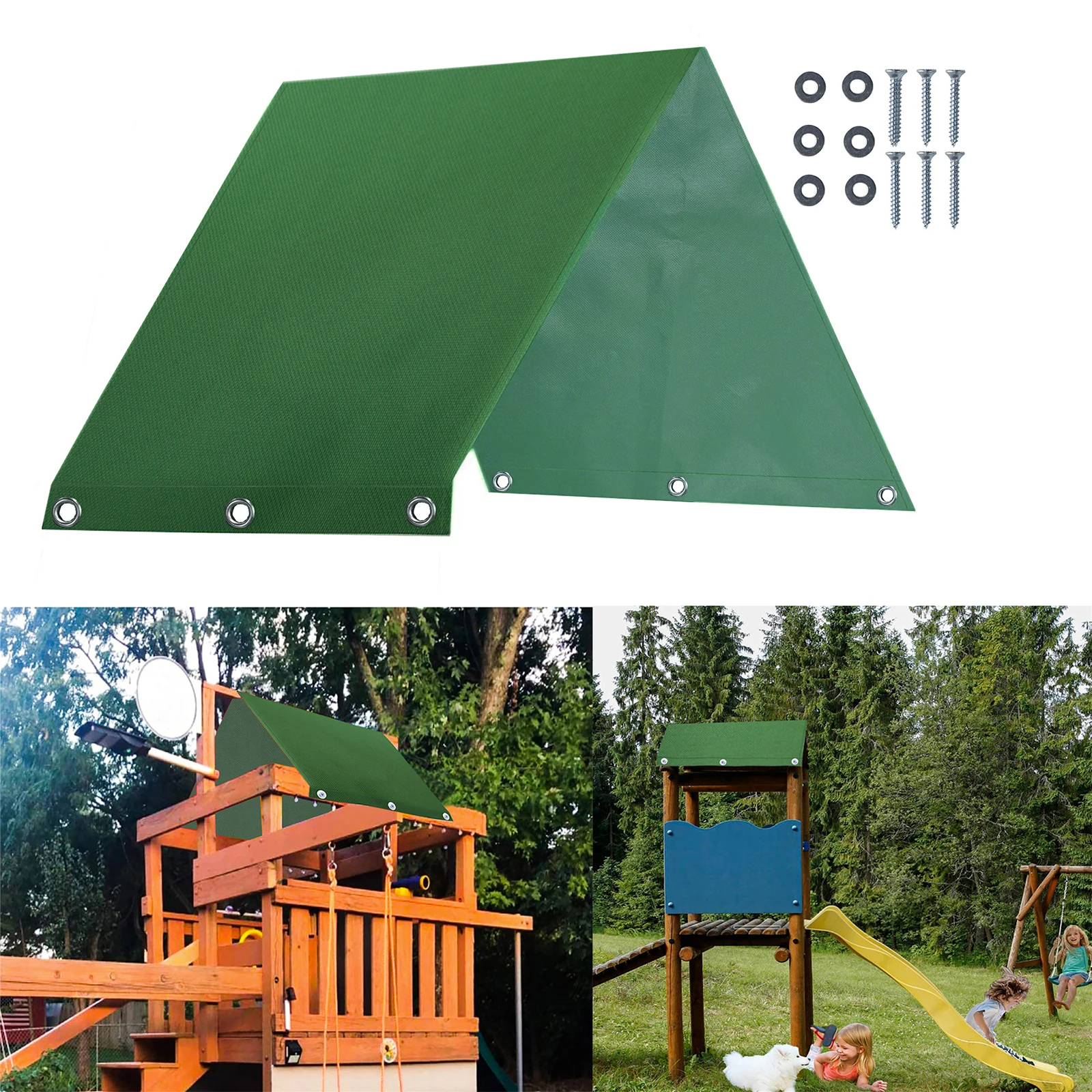 

Cover Waterproof Outdoor Replacement Sunshade Tarpaulin UV Protection Backyard Playset Canopy