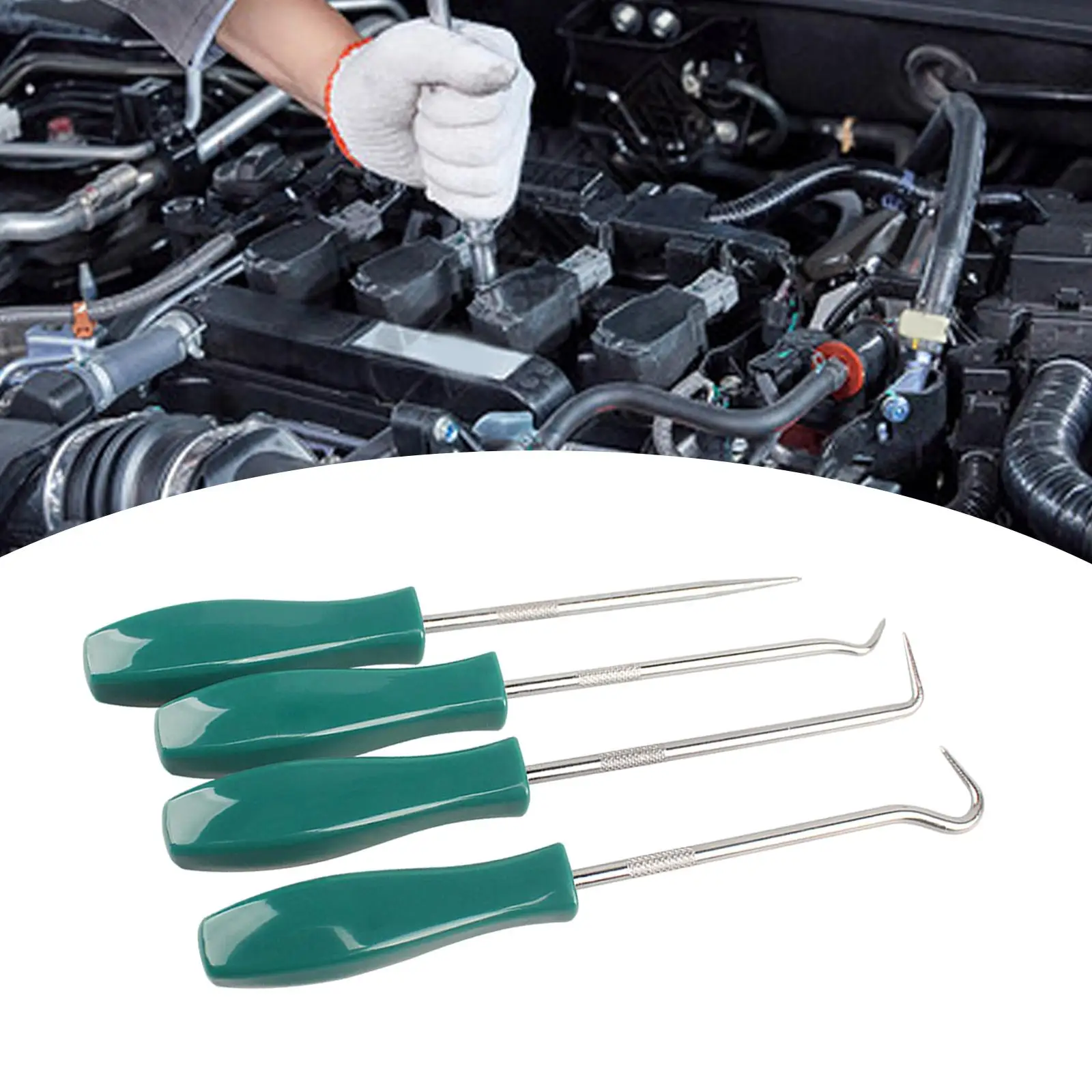 4Pcs Automotive Pick and Hook Set Manual Tool Comfortable Grip Removal Tool