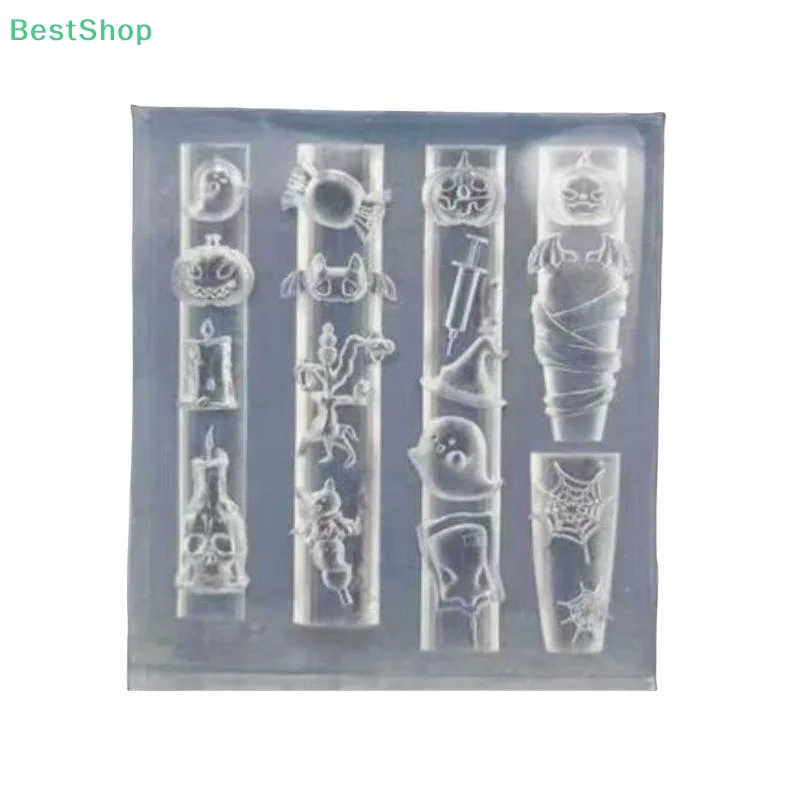 ★ Moule à ongles 3D en Silicone, citrouille d'halloween, araignée, en Relief, décor Nail Art, modèle de manucure Transparent