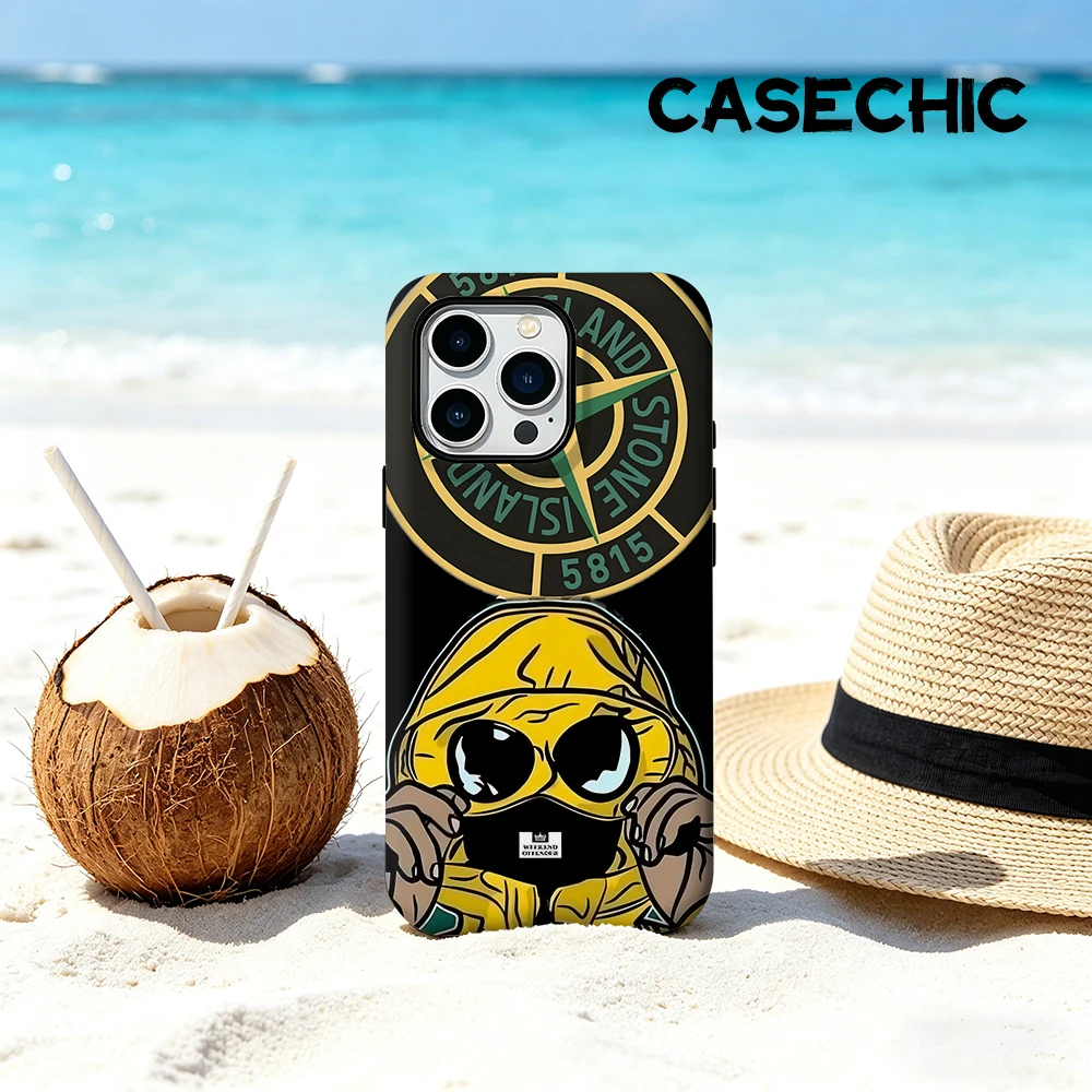 Coque CaseChic antichoc mate avec support MagSafe pour iPhone 17 16 15 14 Plus 13 Pro Max en PC rigide S-Stone-s I-Islands Hoodie