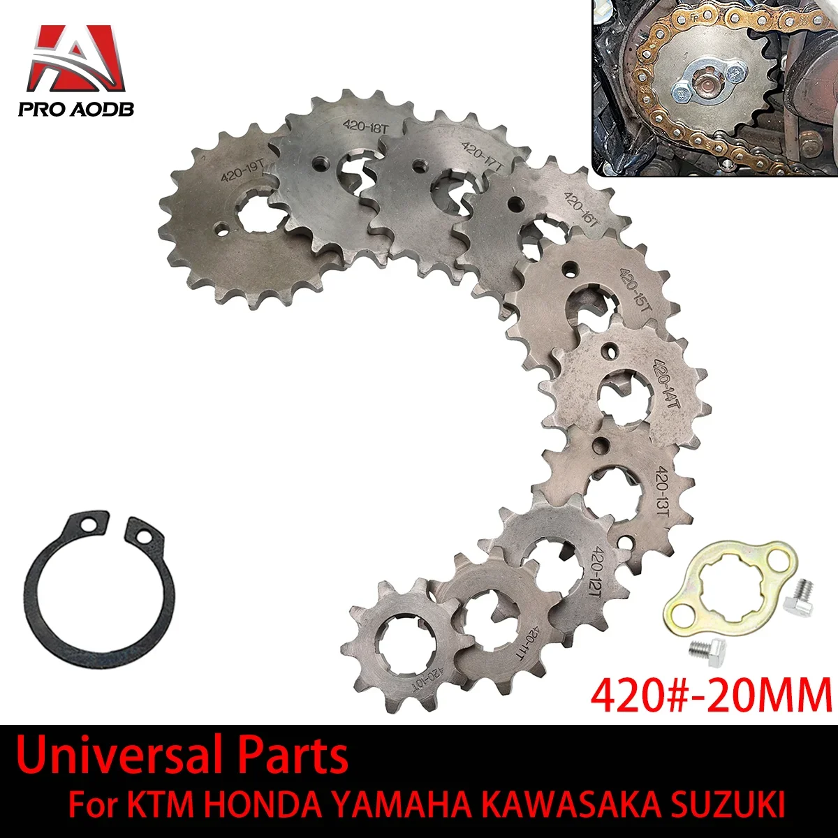 

Front Engine 420# 17mm 20mm 10T-19T Sprocket For Dirt Pit Bike ATV Quad Go Kart Moped Buggy Scooter Universal Parts Motocross