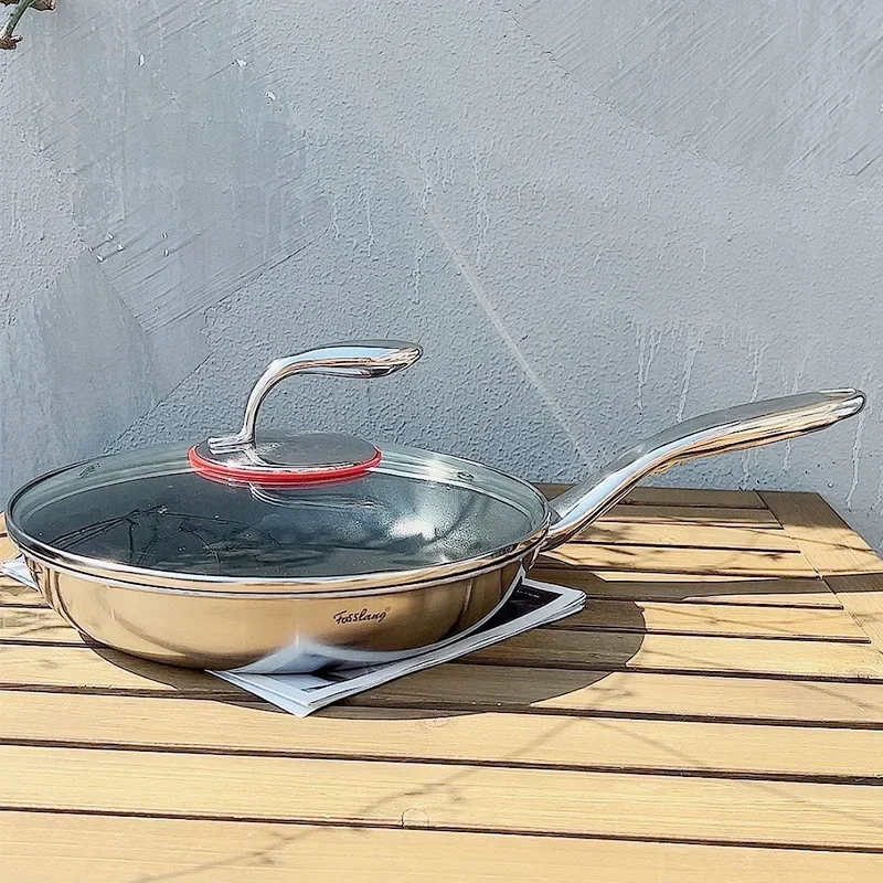 

18/10 Stainless Steel Frying Pan Uniformly Heated Fried Egg Pot 28cm Non Stick Pan Lightweight Practical Cooking Utensils