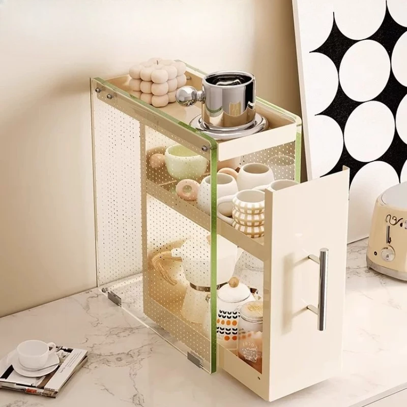 Drawer Type Dustproof Glass Mug Storage Box High Side Thickened Pane Pullout Tabletop Tea Cup Holder Extra Heavy Load Extremely
