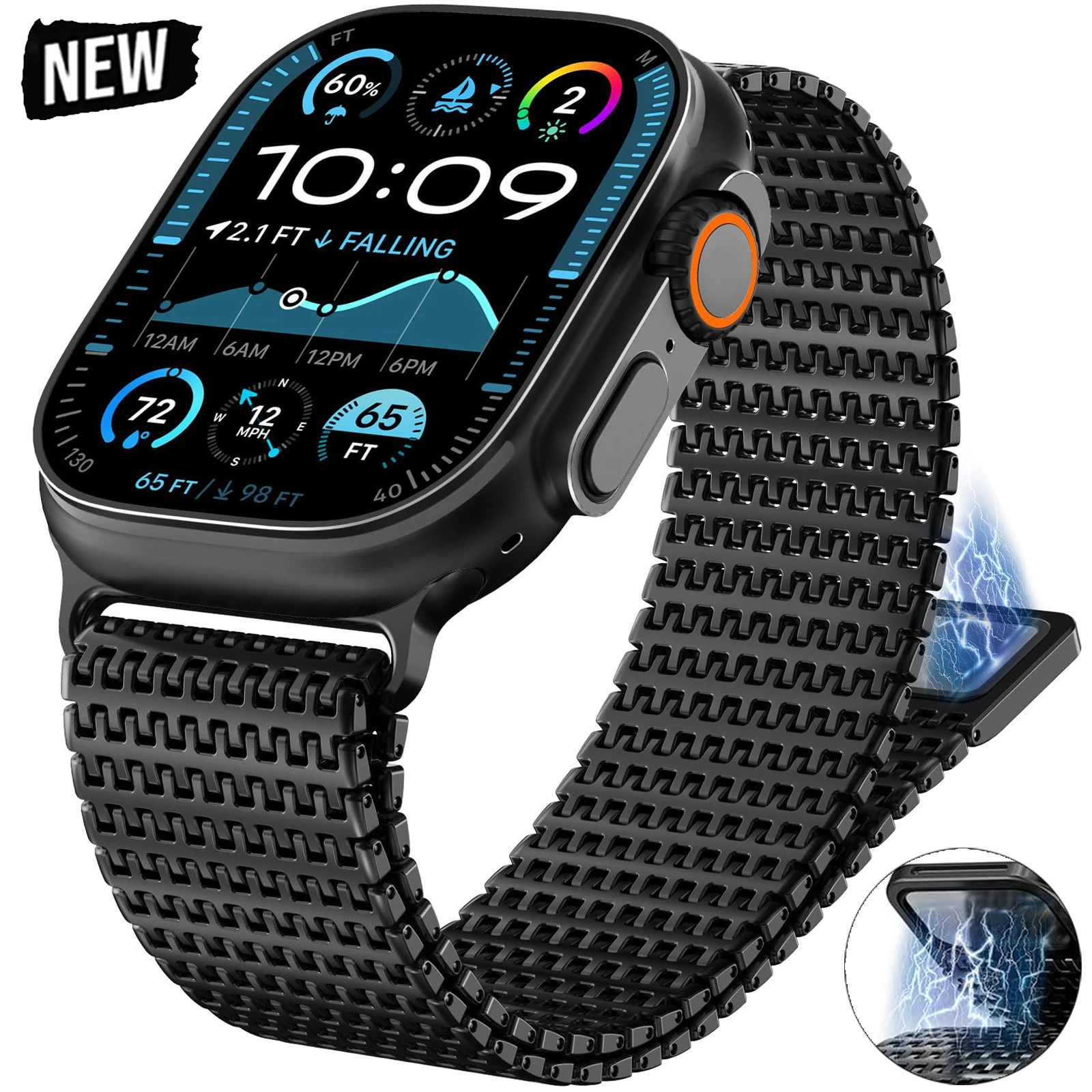 

Milanese Magnetic Loop Strap for Apple Watch Ultra 3/2/1 49mm 11 10 46mm 9 8 7 45mm 44mm Stainless Steel Band for 6 5 4 SE3 42mm