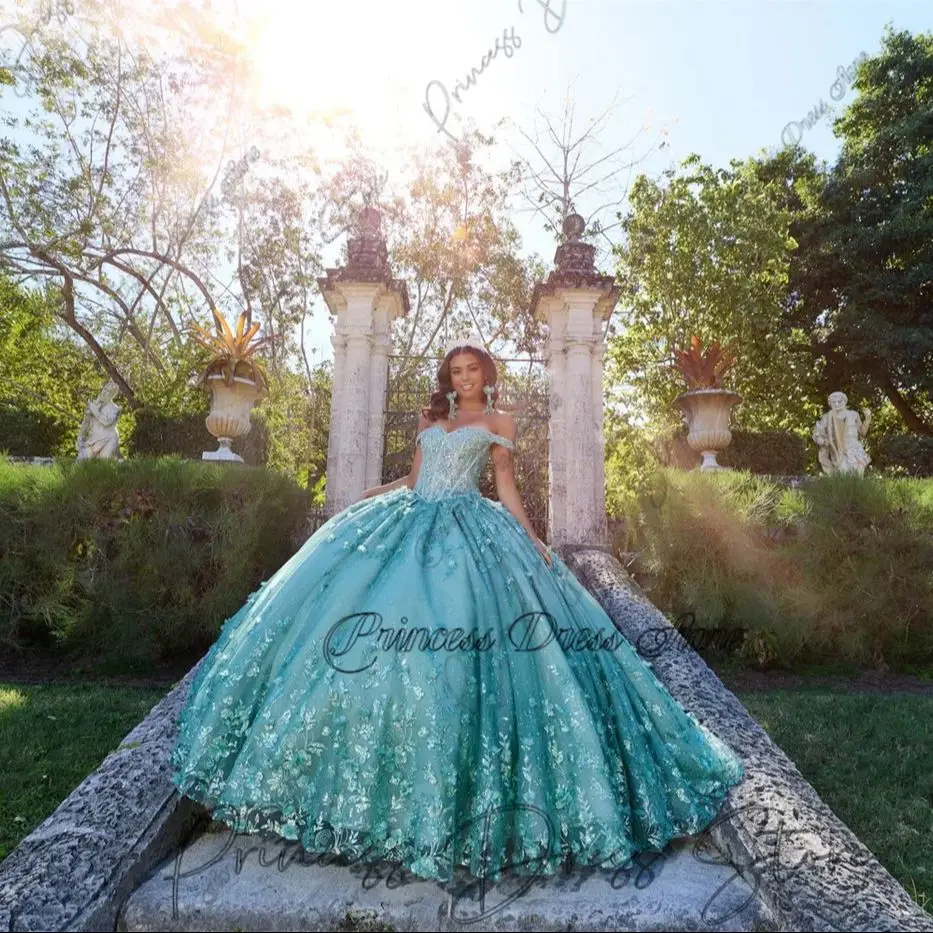 فستان Quinceanera لامع متدرج مخصص من التول فستان حفلة 2025 مزين بالدانتيل حلو 16 فستان مشد فيستدوس دي 15 أنوس