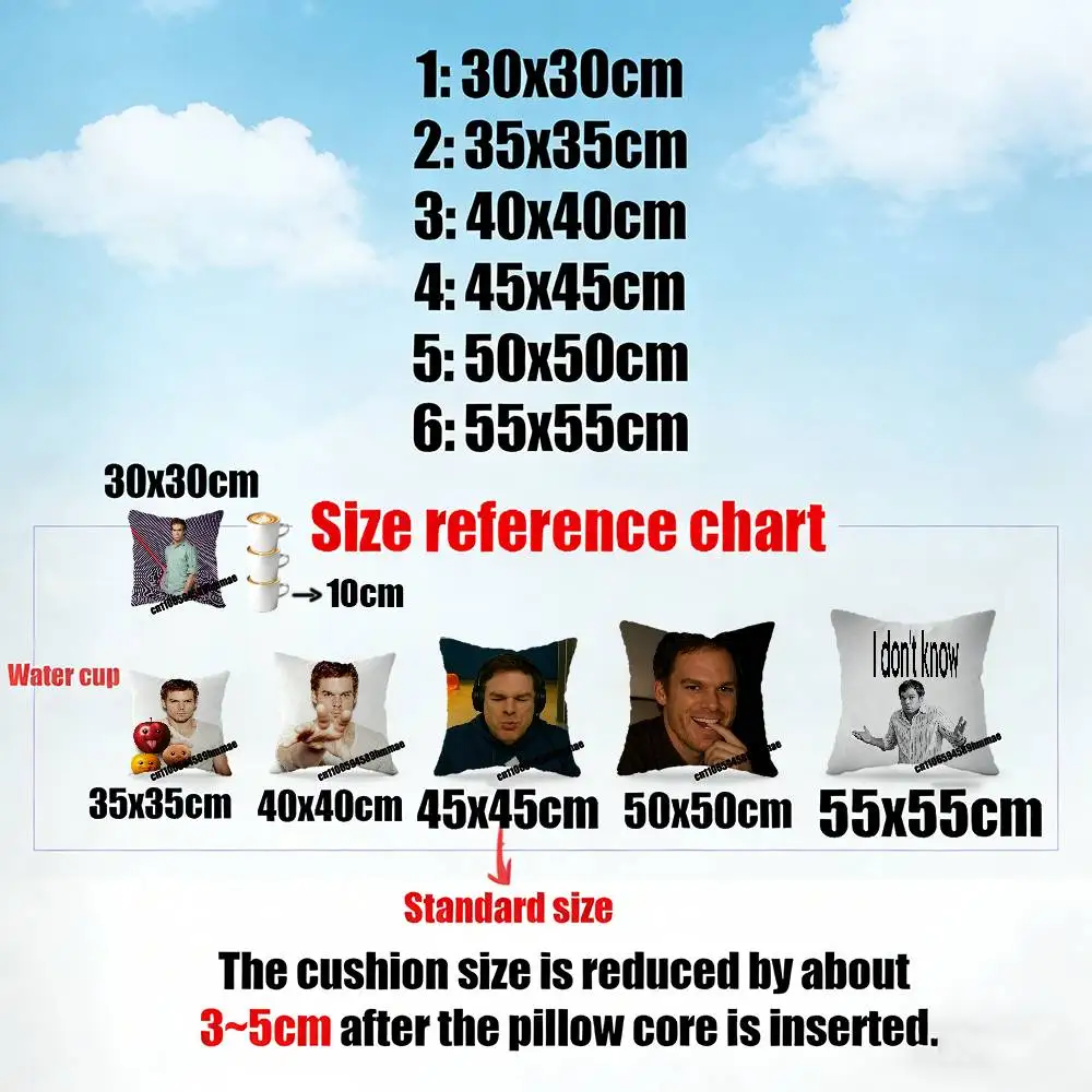 For D-Dexter Morgan Throw Pillow Case 50cm 45cm DIY Square Pillowcase Square Office Cushion Cover