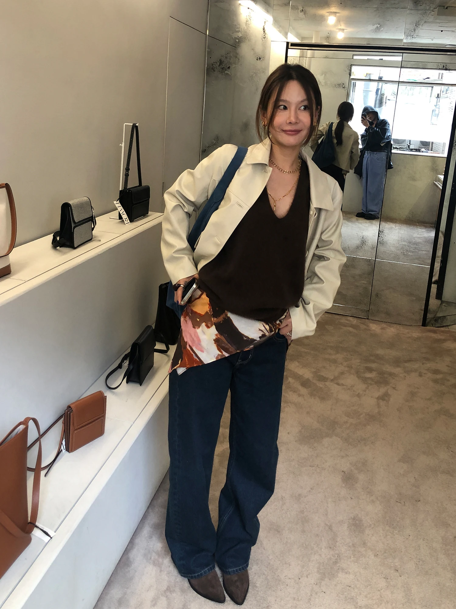 WXLSTUDIO Manteau court pour femme en cuir véritable et daim synthétique, col rabattable, écologique, en cuir de porc, manches longues