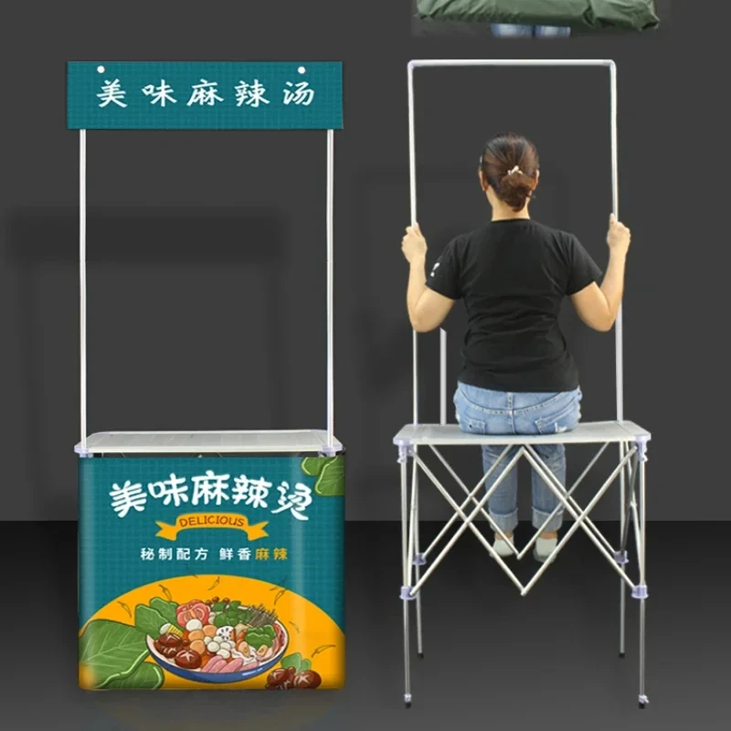 Aluminum Alloy Promotion Desk Folding Stall Trolley Advertising Mobile Table Supermarket Demo Table