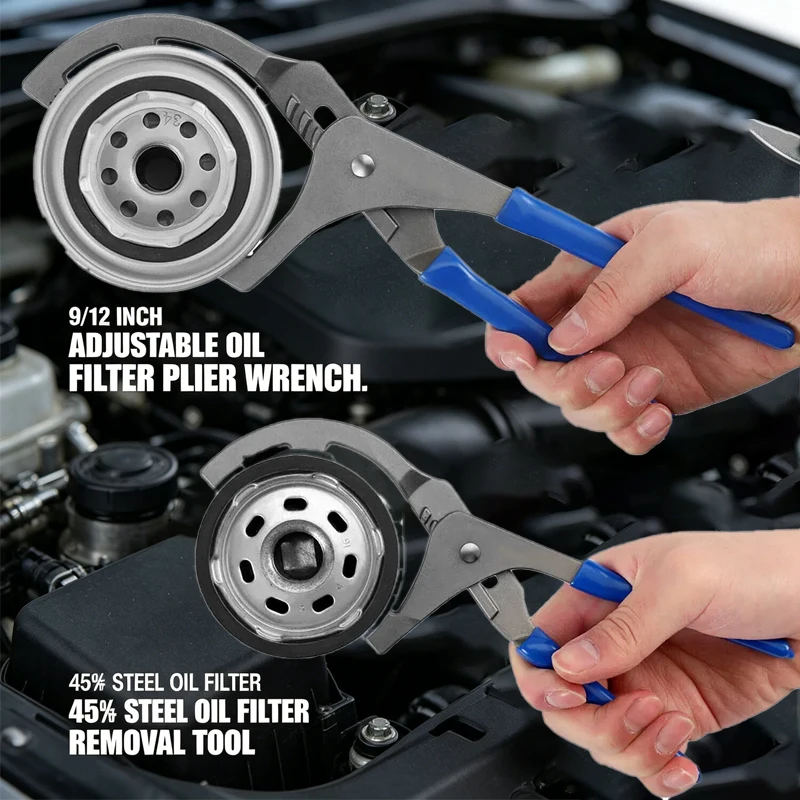 

1pc 9/12" Oil Filter Pliers Clamp Type Wrench Adjustable Hand Tools Oil Filter 45# Steel Filter Removal Tool