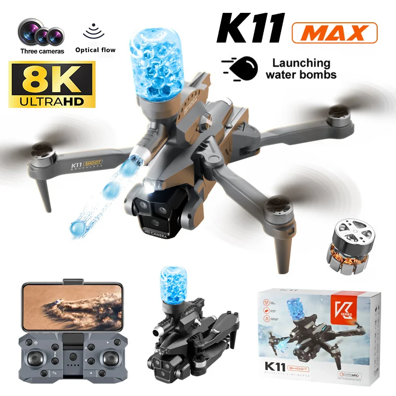 2024 K11Max Drone with Water Bombs Professional Aerial Photography Aircraft 8K 3 Camera Obstacles Avoidances Foldable Quadcopter