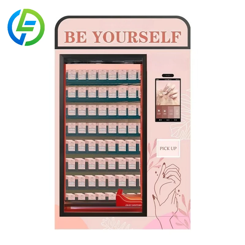 Customized Nail Art Vending Machine Touch Screen Eyelashes & Eyelash Card Reader Lift Function with For Cash Payments for Sale