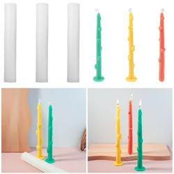 Relief Daisy Long Cylinder Silicone Candle Mold Heart Romantic Propose Wedding Decor Flower Bow Column Plaster Resin Making Tool
