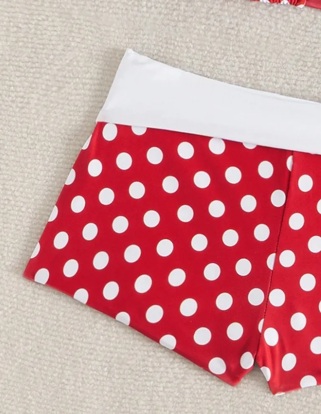 Damski dwuczęściowy seksowny czerwony strój kąpielowy w kropki, sznurowany zestaw bikini z ozdobną kokardą, odzież plażowa na wakacje.