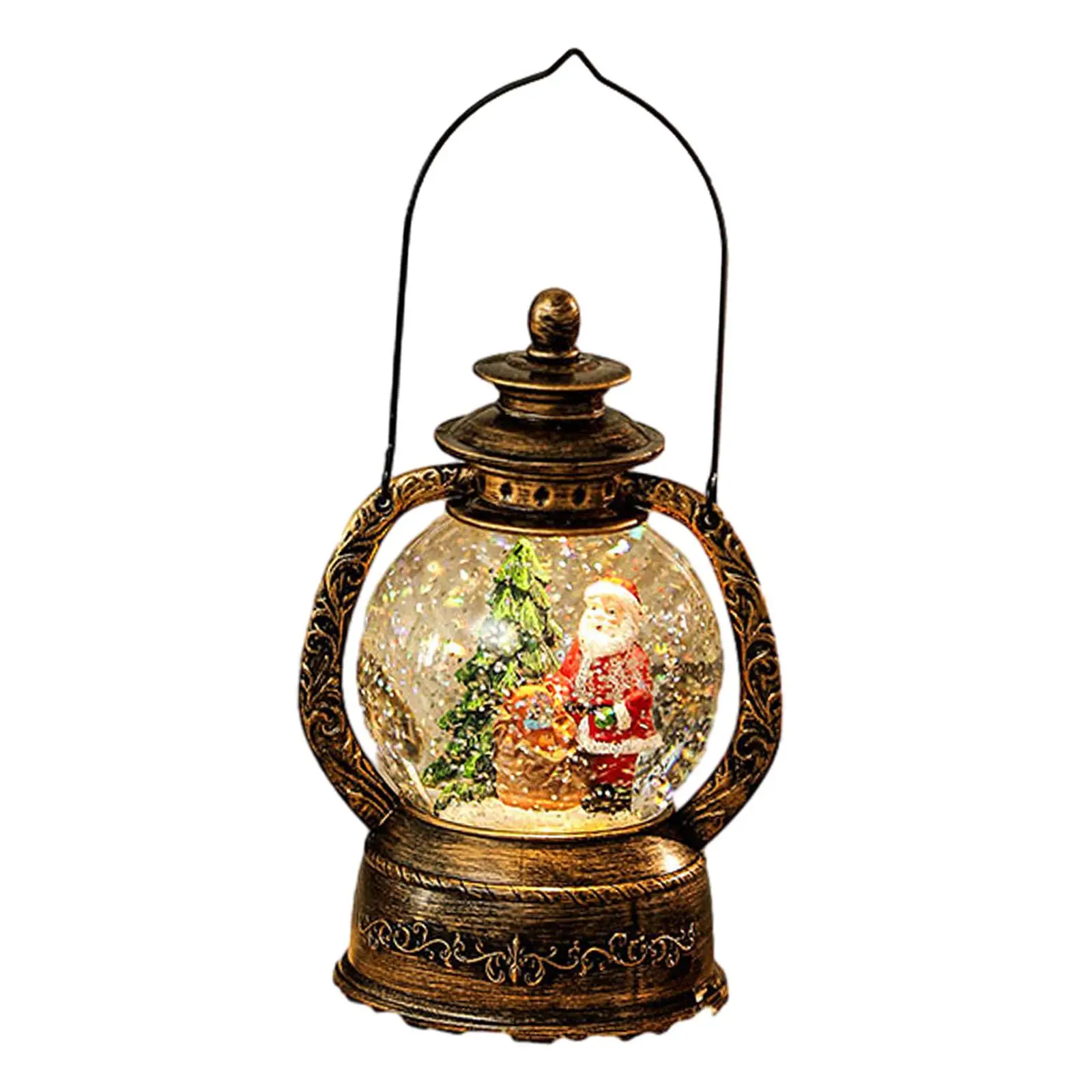 Christmas Snow Globe Lantern Lighted Musical Box Desktop Figurine Tabletop Ornament for Christmas Gifts Ideas Home Decoration