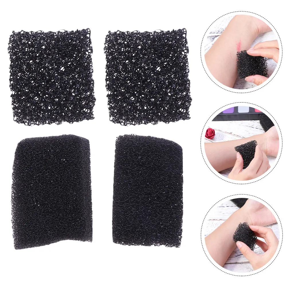 4Pcs Black Special Effect Stipple Sponge for Professional Halloween Makeup Wound Scarring Scratch Simulation Stubble