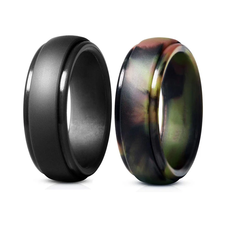 

2024 New Men Silicone Rings 7-12 Size Hypoallergenic Flexible Women Wedding Rubber Ring 8mm Wide Silicone Finger Ring