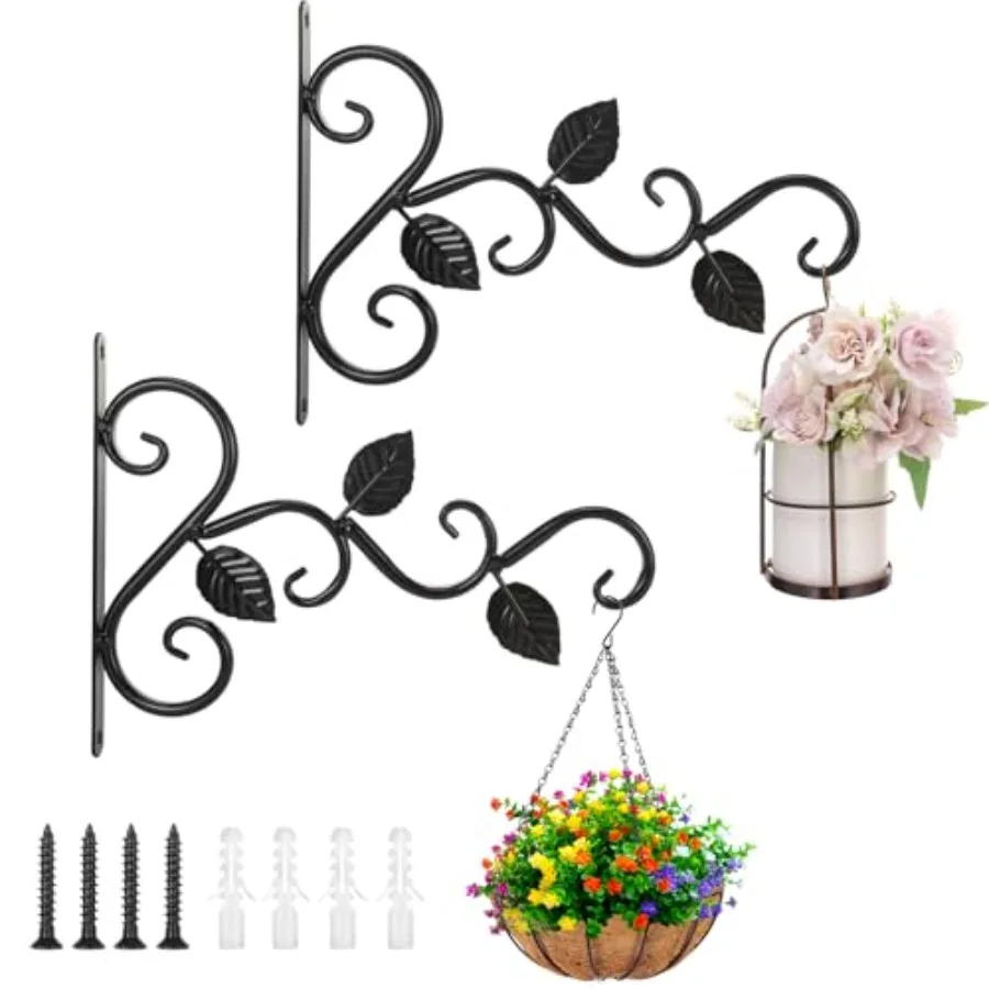 

2 Pack Plant Hanging Bracket 11 inch Wall Mount Plant Hanger Outdoor Indoor Drative Hanging Plant Bracket Hooks for Planter Flo