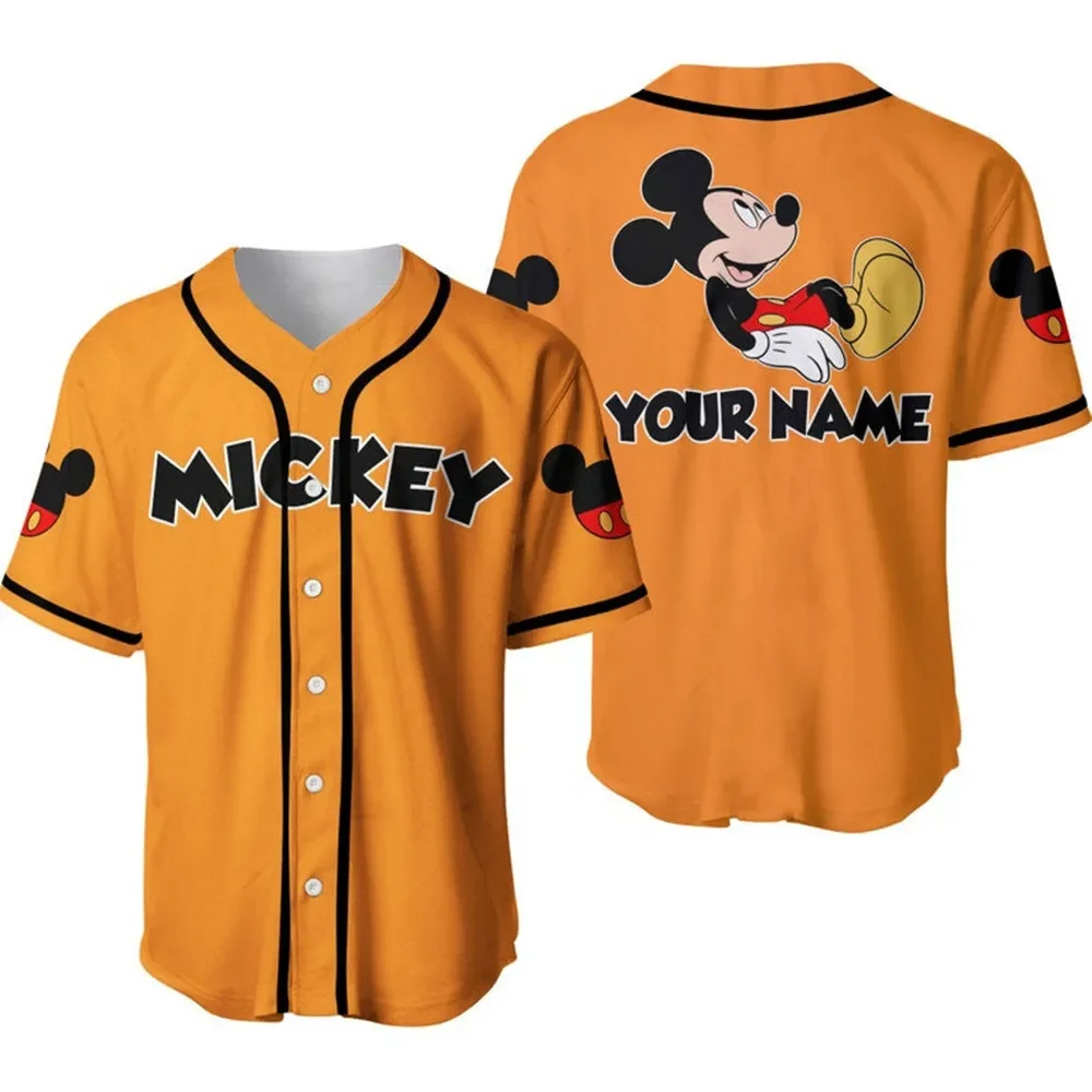 Disney-Maillot de baseball Goofy Minnie, haut imprimé personnalisé, haut simple à col rond, série Disney, tureMouse