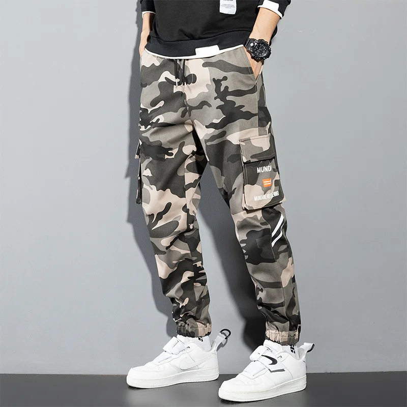 

Camo Cargo Pants Men Hip Hop Joggers Y2K Streetwear Casual Pants Green Plus Size Camo Cotton Camouflage Korean Fashion Chinos