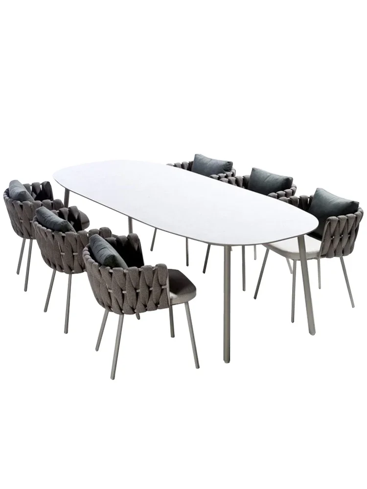 

Nordic Outdoor Tables, Chairs, Garden Villas, Courtyards, Rock Plate Dining Table and Chair Combination
