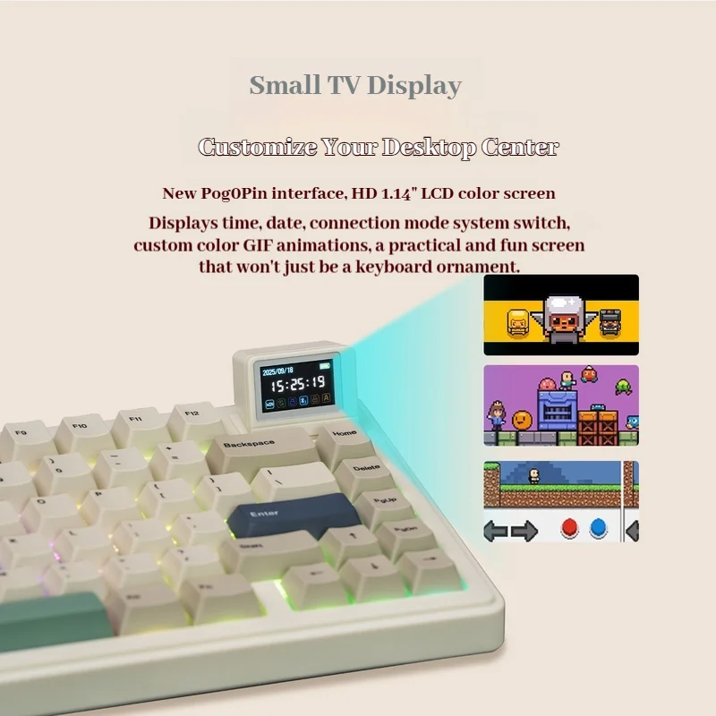 Epomaker Rt82 Thri-Mode Display Screen Mechanical Keyboard Rgb Gateway Structure Custom Animation Hot Plug Customized Keyboard